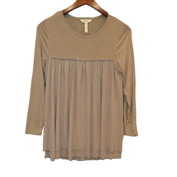 Matilda Jane Medium Long Sleeve Tunic Top Tan Brown Clairvoyant Tunic Mesh M - Picture 2 of 9